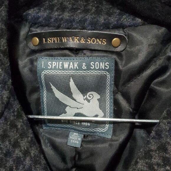 I Spiewak & Sons Wool Pea Coat with Houndstooth Pattern Size XL - Picture 14 of 16